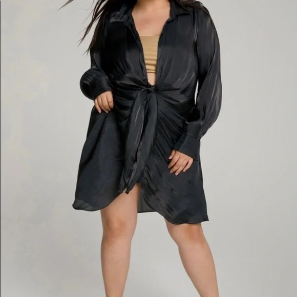 knee length dresses for ladies Aubrielle Lace-Trim Mini Dress in Black main image 1